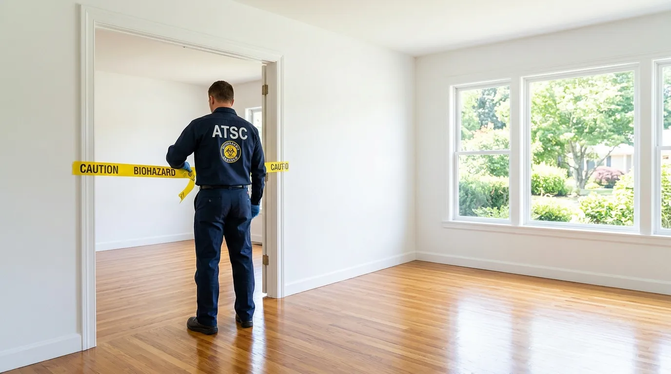 Certified biohazard cleanup crew performing Decomposition Cleanup in North Branford